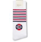 Gucci - Logo-Appliquéd Striped Stretch Cotton-Blend Socks - Men - White