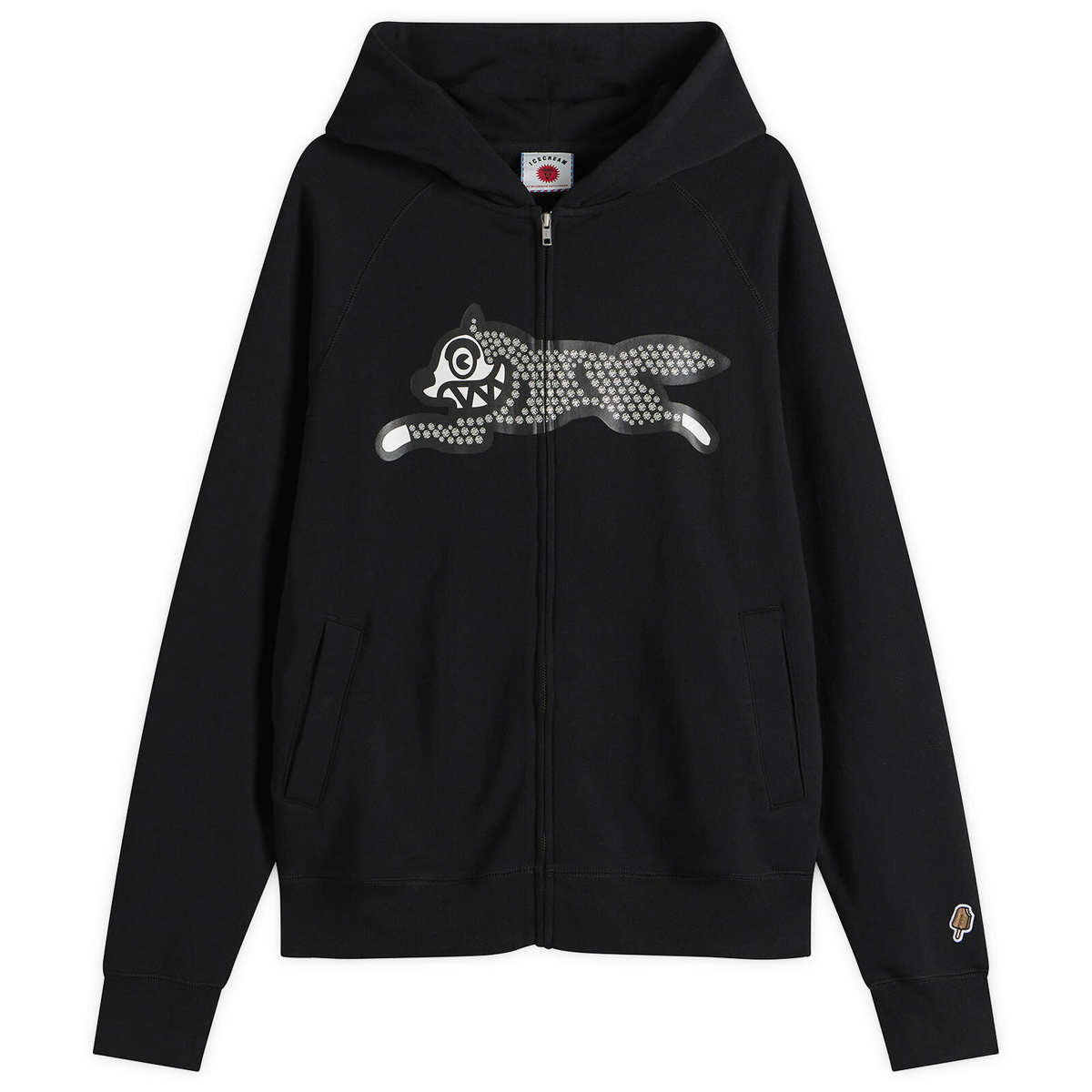 ICECREAM Men's Glitter Running Dog Zip Through Hood in Black
