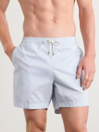 Sunspel - Fine Striped Straight-Leg Swim Shorts - Blue