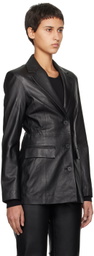 REMAIN Birger Christensen Black Fitted Leather Blazer