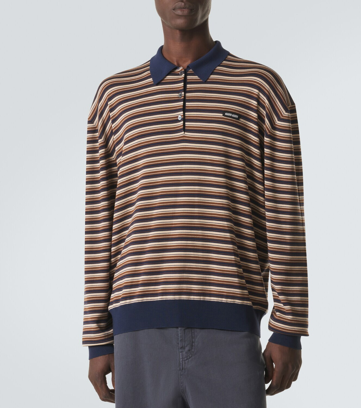 Miu Miu Striped virgin wool polo sweater