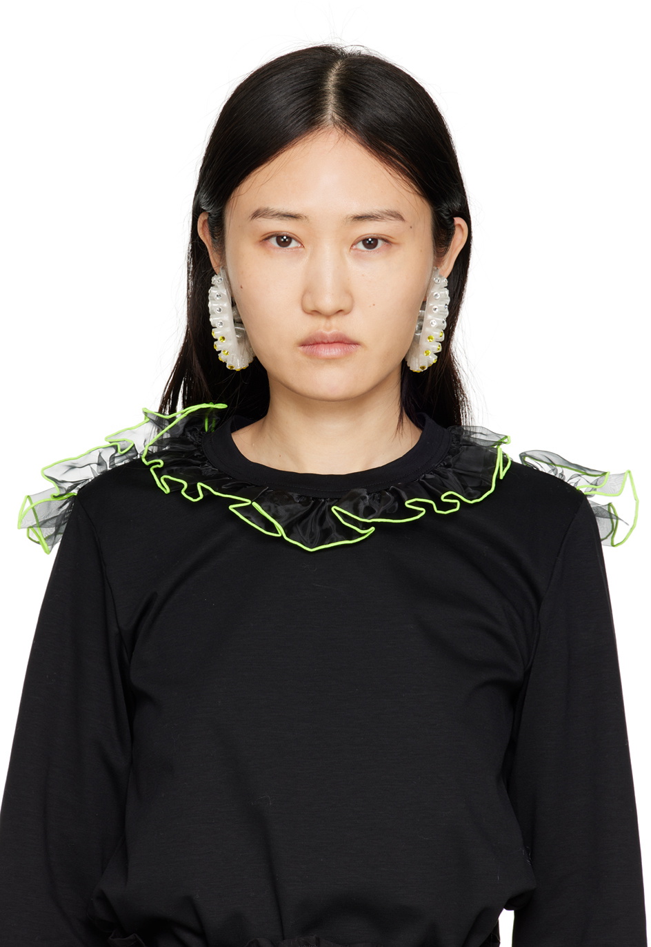Roussey SSENSE Exclusive White 3D-Printed Bae Earrings