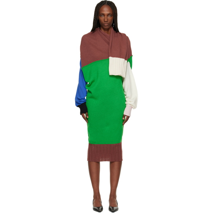 Photo: ISSEY MIYAKE Brown & Green November Sleeves Collection Midi Dress