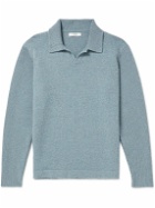 Mr P. - Ribbed Boiled Wool Polo Shirt - Blue