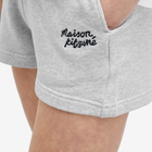 Maison Kitsuné Women's Handwriting Logo Regular Jog Shorts in Light Grey Melange