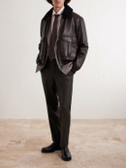 J. Mueser - Waverly Straight-Leg Checked Virgin Wool Suit Trousers - Brown