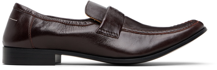 Photo: MM6 Maison Margiela Brown Swing-Toe Leather Loafers