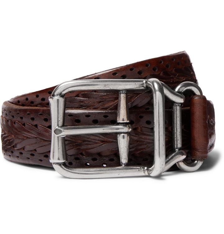 Photo: Brunello Cucinelli - 4cm Brown Woven Leather Belt - Brown