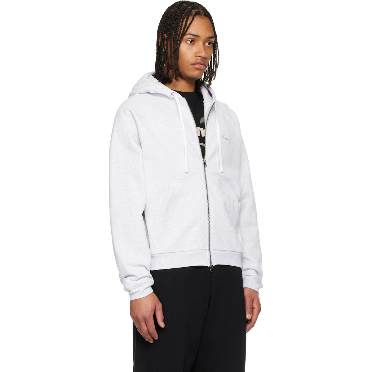 Dime Gray Cursive Small Logo Zip Hoodie