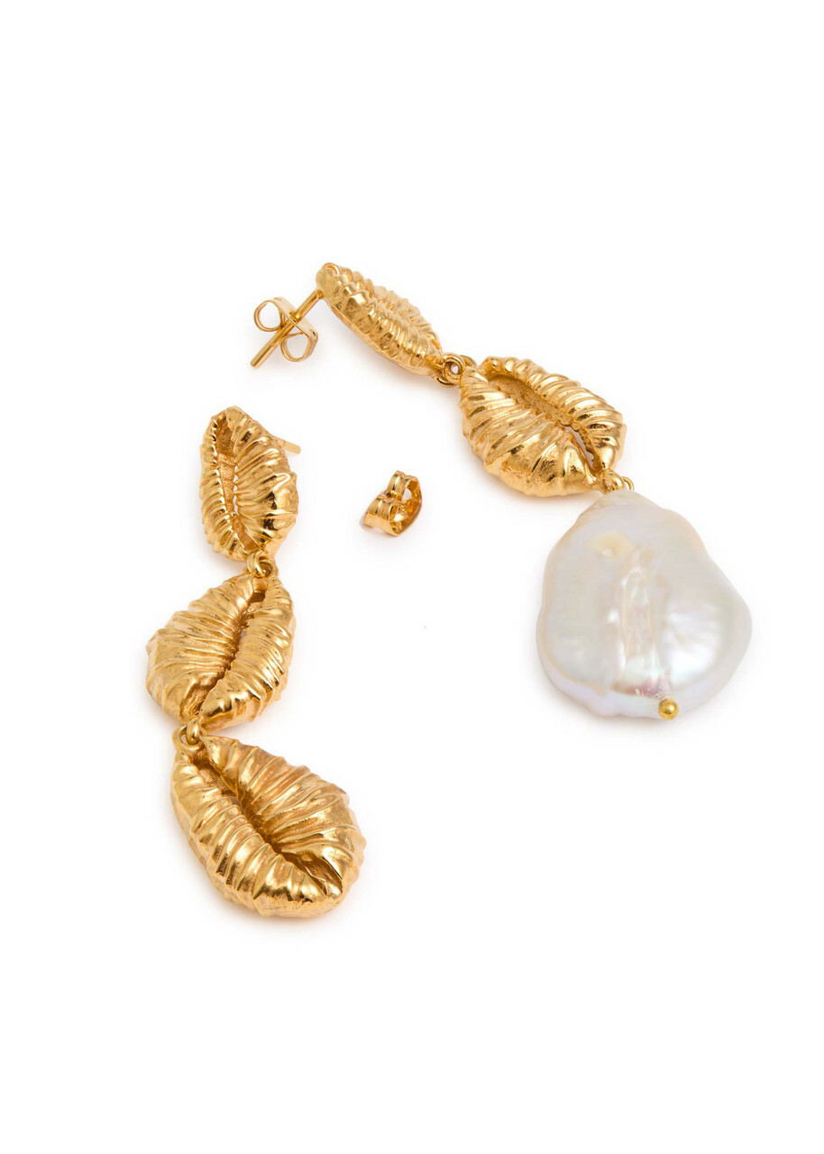 Joanna Laura Constantine Mismatched Seashell 18kt Gold-plated Earrings - One Size