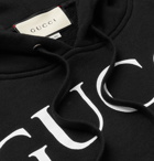 Gucci - Logo-Print Loopback Cotton-Jersey Hoodie - Men - Black