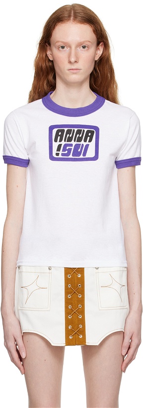Photo: Anna Sui White & Purple Ringer T-Shirt