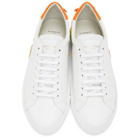 Givenchy White and Orange Reverse Logo Urban Knots Sneakers