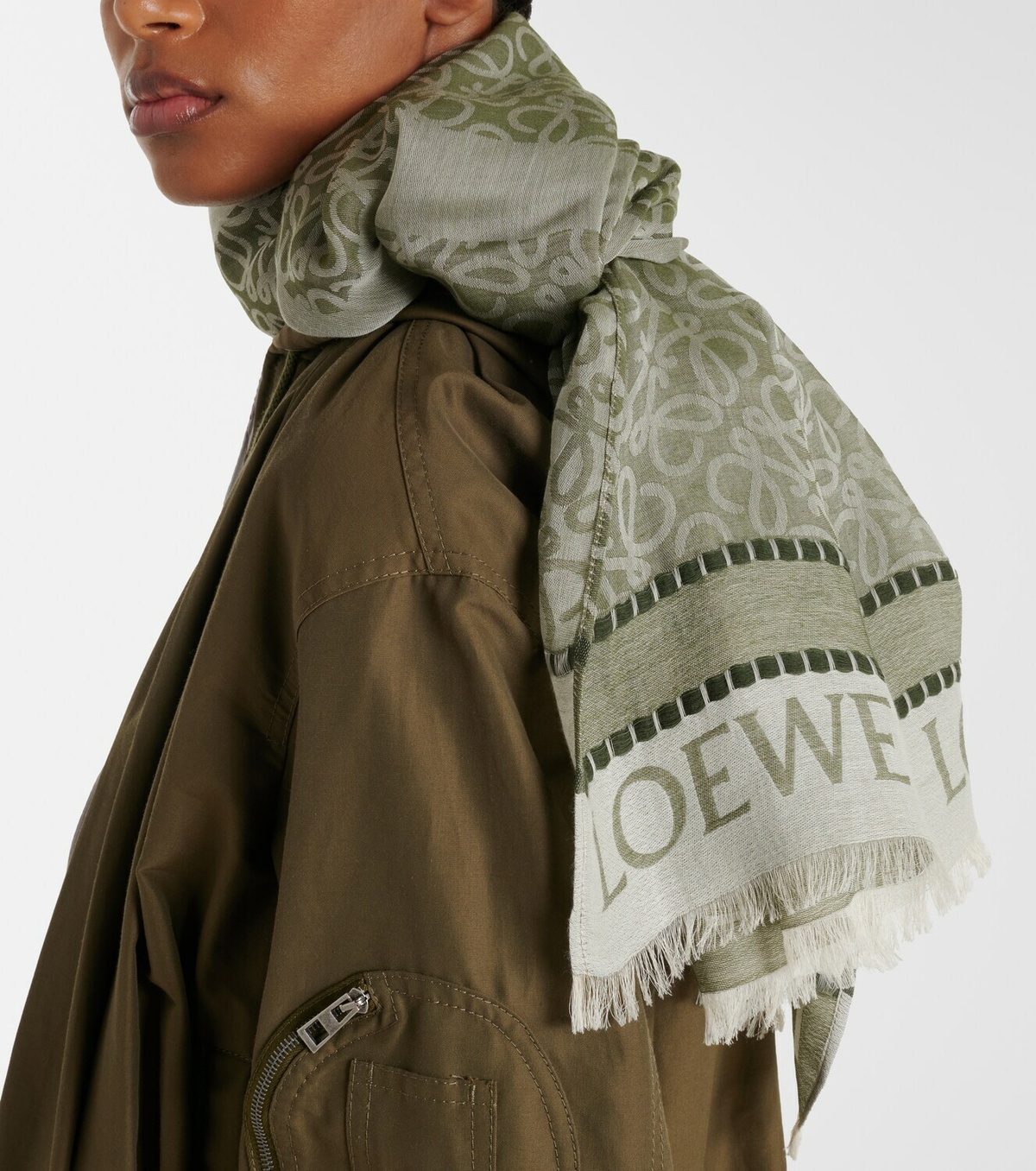 Loewe Anagram cotton jacquard scarf