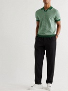 Mr P. - Slim-Fit Honeycomb-Knit Cotton Polo Shirt - Green