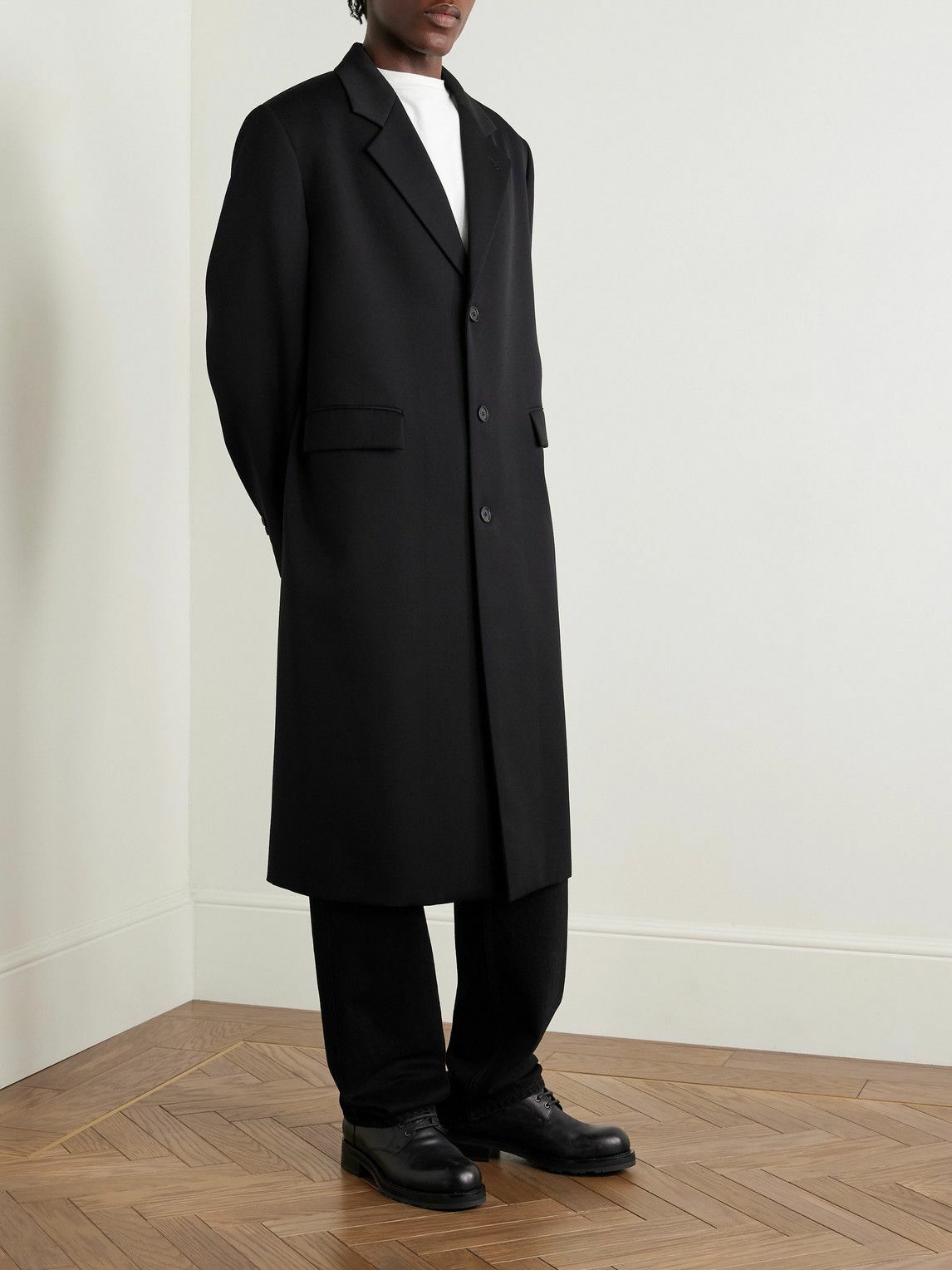 The Row - Compa Virgin Wool-Gabardine Coat - Black