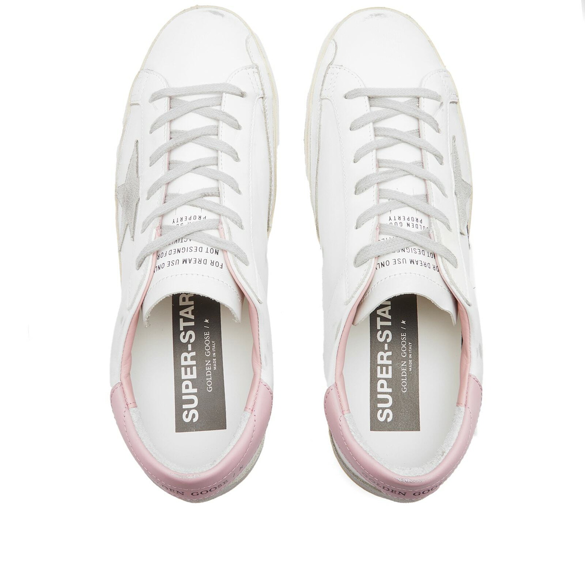 スニーカー GOLDEN  WHITE ICE AND PINK LEATHER SUPER-STAR SNEAKERS Golden Goose Super-Star Sneaker in White, Ice, & Light Pink