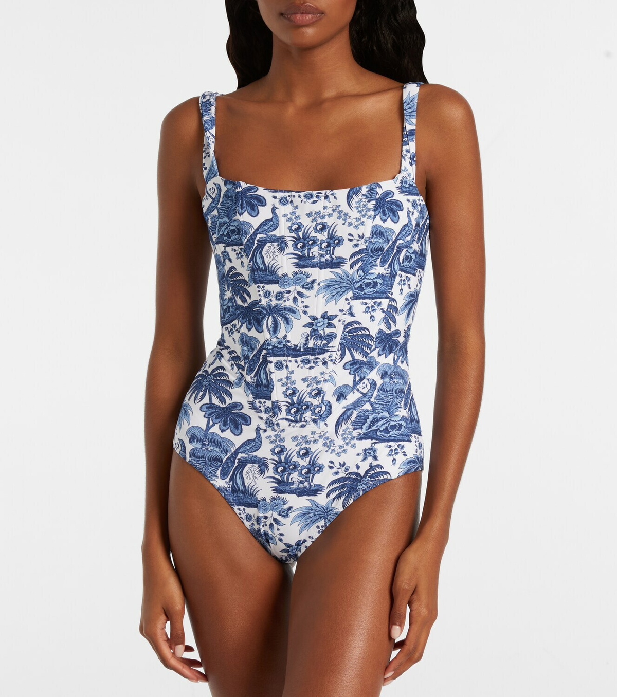 Staud Adelaide printed corset swimsuit