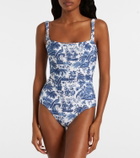 Staud Adelaide printed corset swimsuit