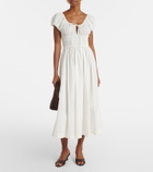 Dôen Quinn smocked cotton poplin midi dress