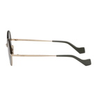 Loewe Gold and Khaki Leather Round Sunglasses