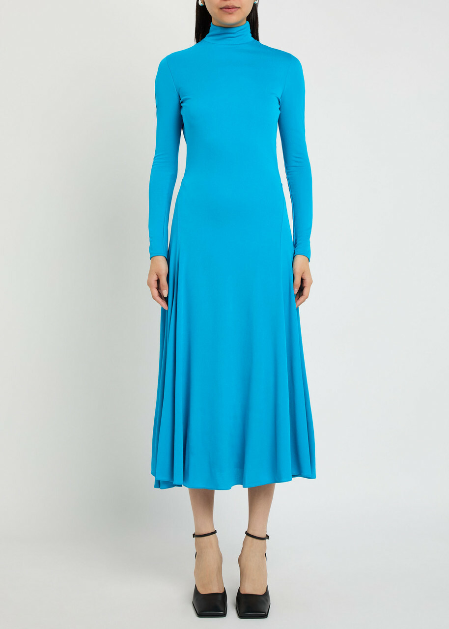 Alaïa Heart Cut-out Crepe Midi Dress Turquoise