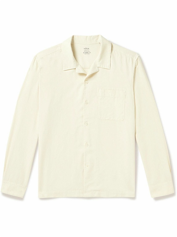 Photo: Altea - Luke Camp-Collar Garment-Dyed Cotton-Flannel Shirt - Neutrals