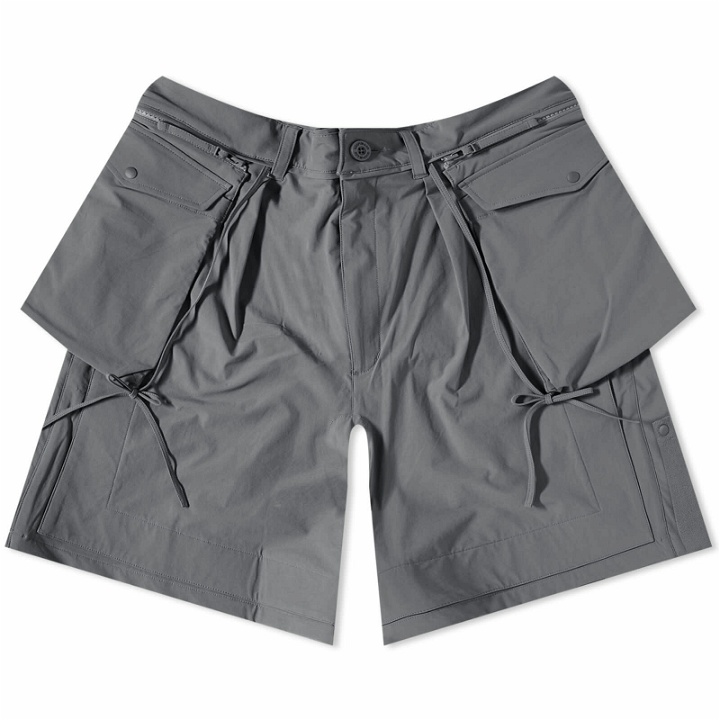 Photo: GOOPiMADE x Acrypsis Duet R-Shield Strap Shorts in Stone Grey