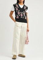 Ymc Heidi Floral-intarsia Knitted Cotton Vest Black