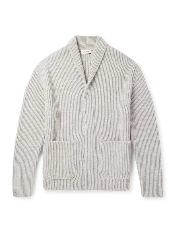Photo: Altea - Shawl-Collar Ribbed Wool Cardigan - Gray