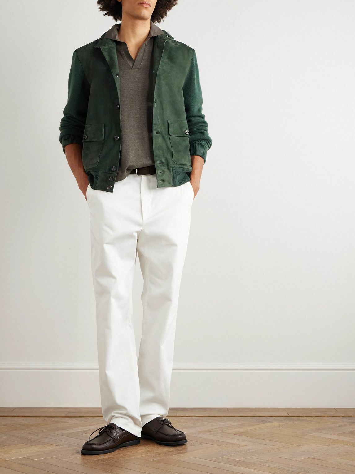 Ralph Lauren Purple label - Suede-Panelled Cashmere Jacket - Green