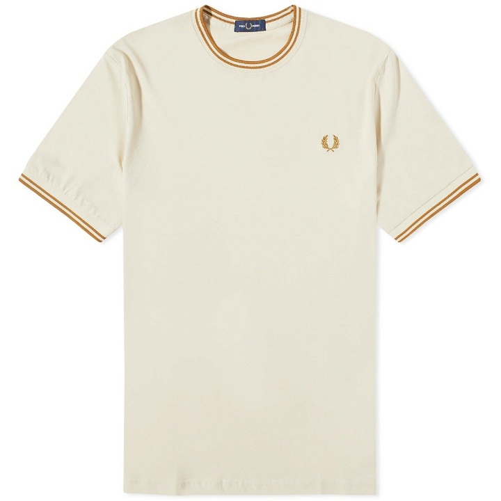 Photo: Fred Perry Men's Twin Tipped T-Shirt in Oatmeal