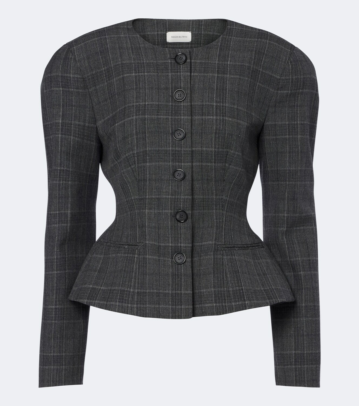 Magda Butrym Checked peplum virgin wool blazer