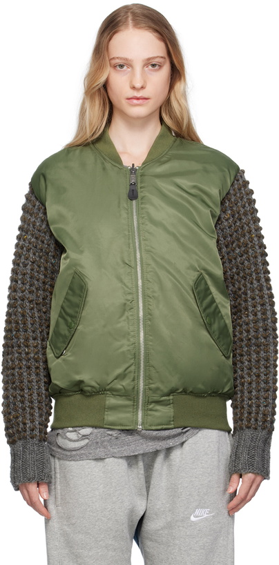 Photo: Bless Khaki Paneled Bomber Jacket