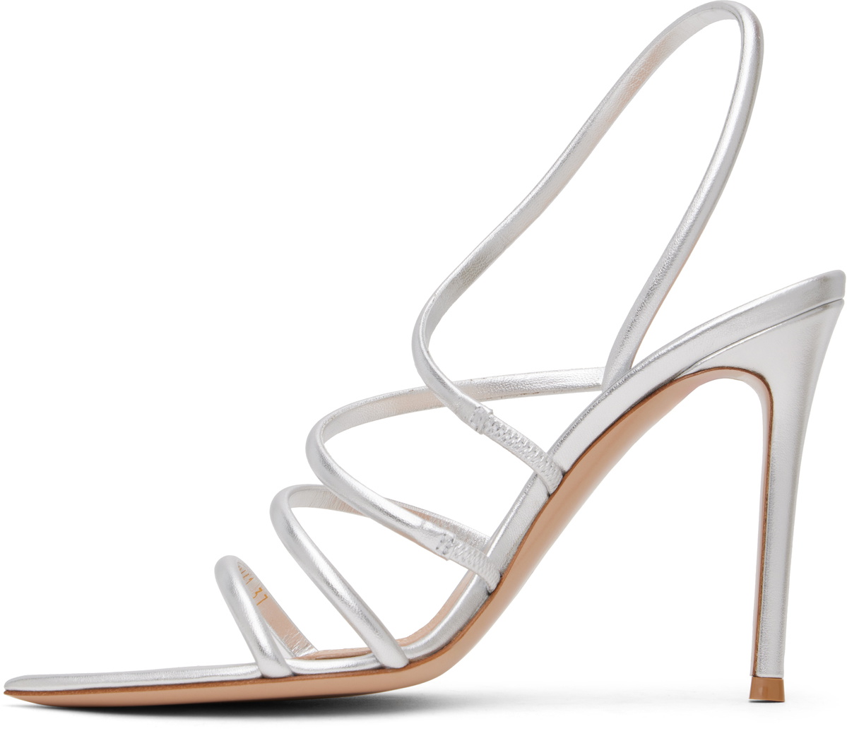 Gianvito Rossi Silver Ettie Heeled Sandals