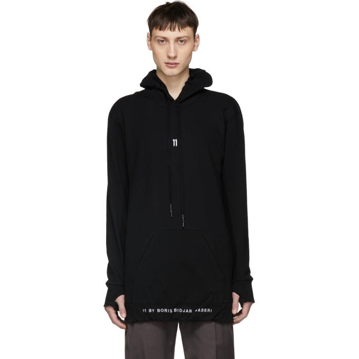 11 by Boris Bidjan Saberi Black Front Type Logo Hoodie 11 by Boris