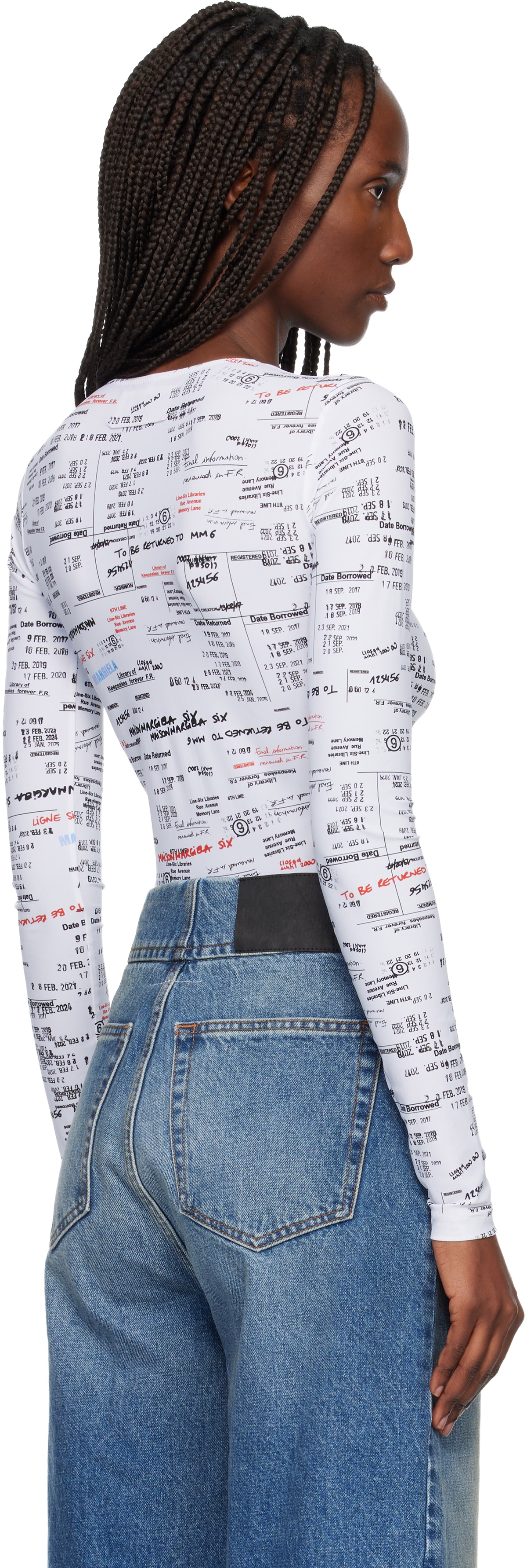 MM6 Maison Margiela White & Black Scoop Neck Bodysuit