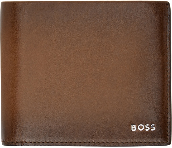 Photo: BOSS Brown Leather Polished Lettering Wallet