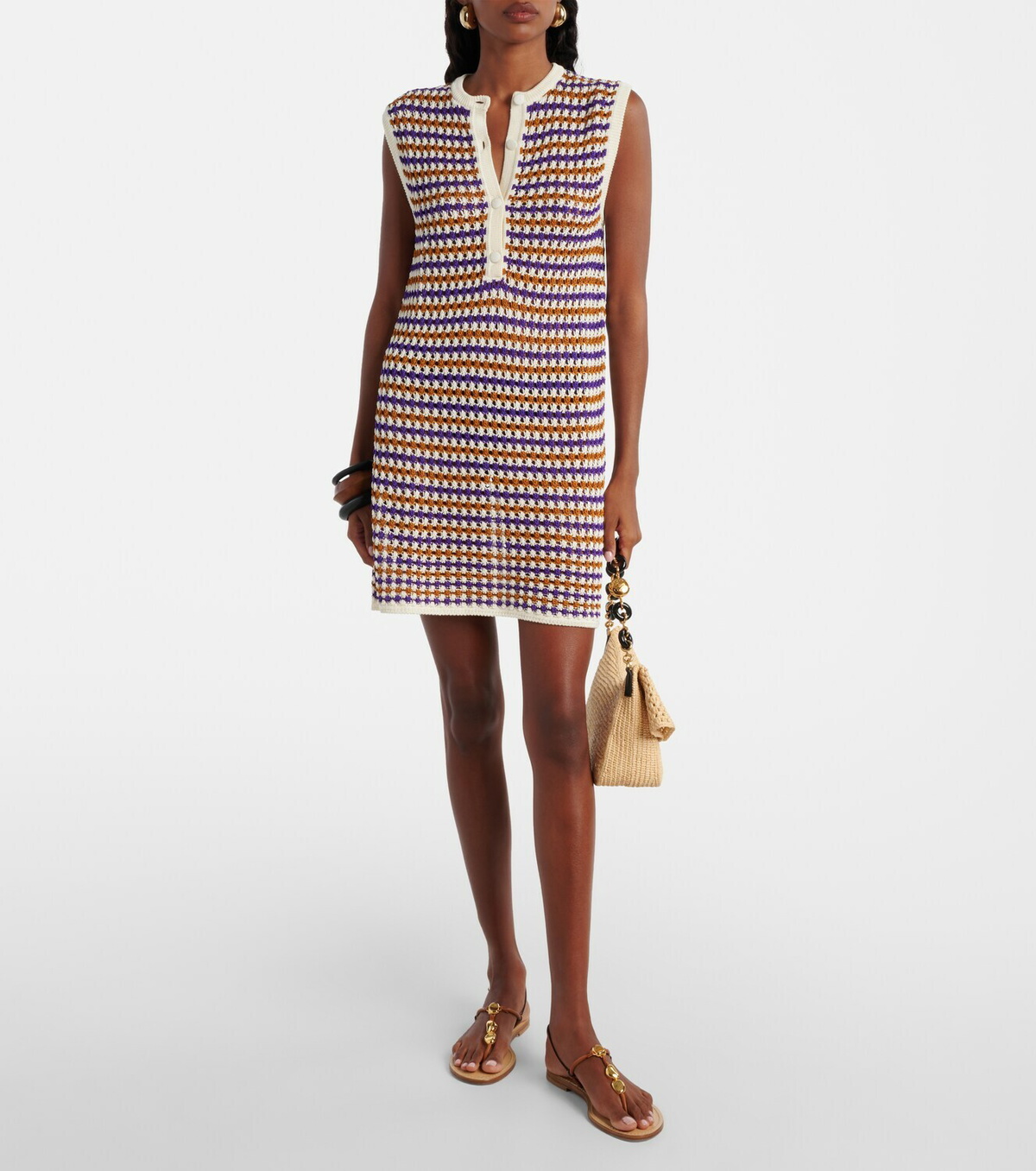 Eres Inedite open-knit cotton-blend minidress