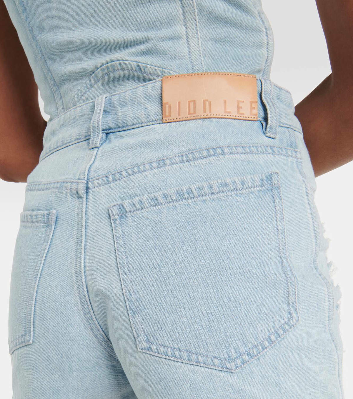 Dion Lee Distressed high-rise denim shorts
