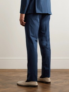 Canali - Tapered Cotton-Blend Seersucker Suit Trousers - Blue