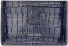 TOM FORD Navy Stamp Card Holder