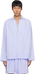 Tekla Blue Poplin Long-Sleeved Pyjama Shirt