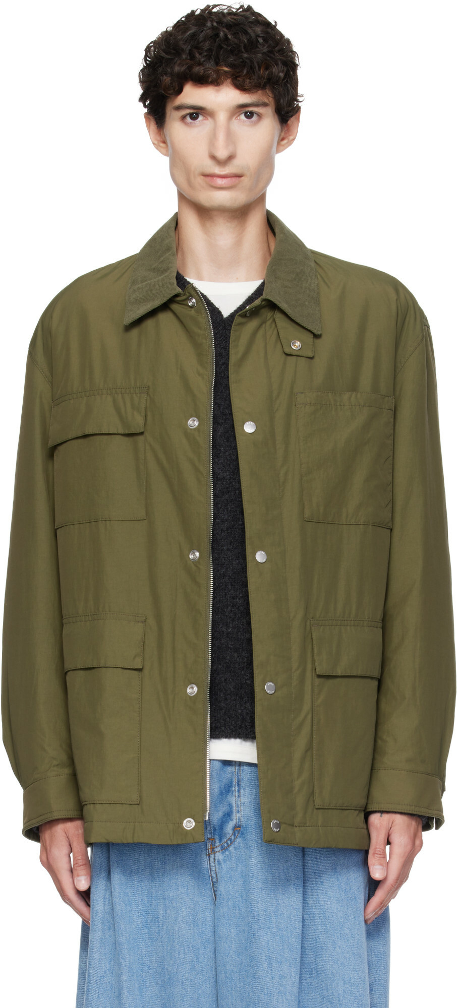 BOSS Khaki Water-Repellent Field Checkered Lining Jacket