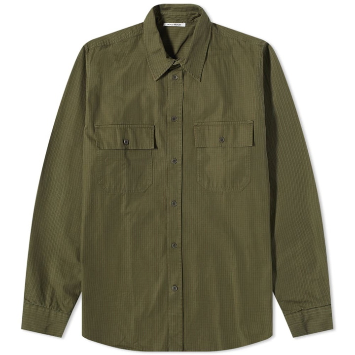 Photo: Wood Wood Men's Avenir Nylon Overshirt in Olive