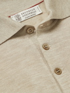 Brunello Cucinelli - Cashmere and Silk-Blend Polo Shirt - Neutrals