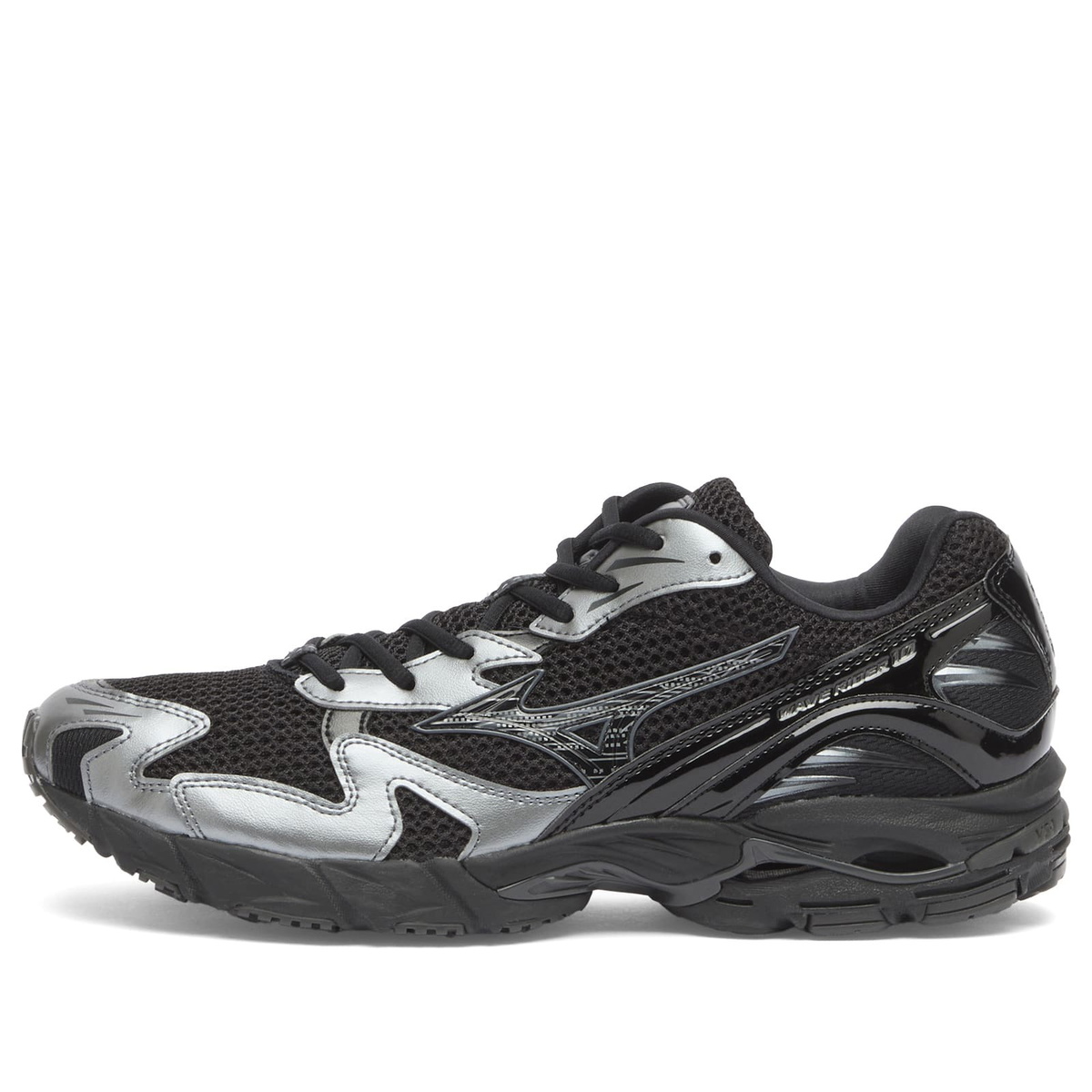 Mizuno Men's Wave Rider 10 Sneaker in Black/Black Sand/Metallic Gray