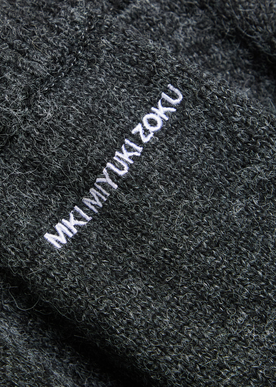 Mki Miyuki Zoku Logo-embroidered Brushed Knit Jumper Charcoal