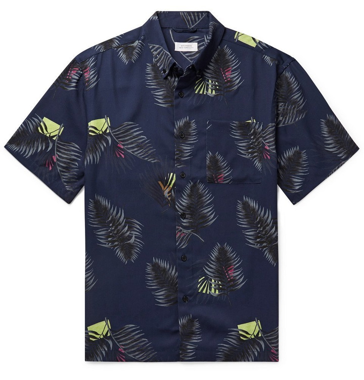 Photo: Saturdays NYC - Button-Down Collar Printed Lyocell Shirt - Navy