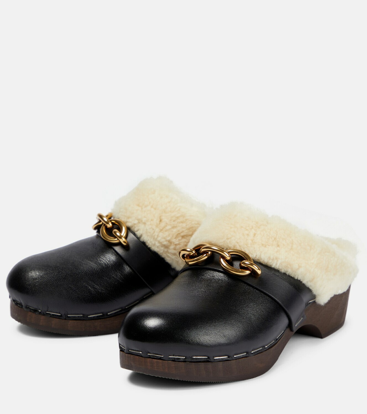 【関税&送料込】Saint Laurent Two-Tone Leather Le Maillon Sh Le Maillon collapsible-heel embellished smooth- and patent